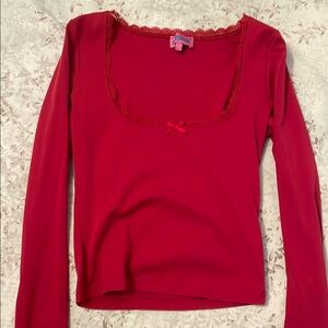 Edikted Red Fitted Long Sleeve Blouse